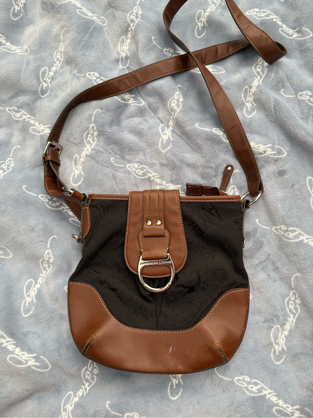American Living Brown and Black Leather-Trim Crossbody Bag